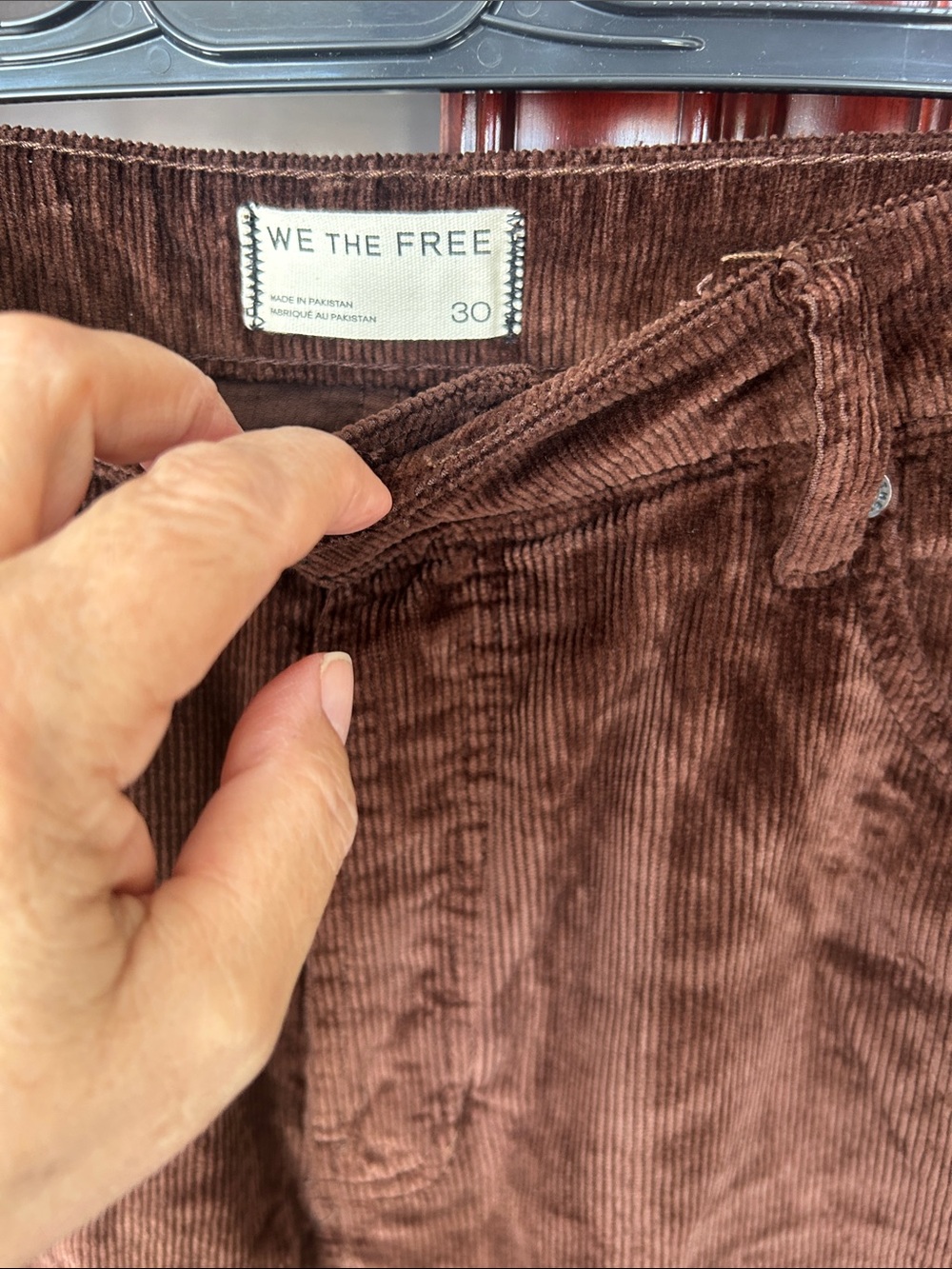 FREE PEOPLE Deep Trance Boyfriend Cord Pant in shaved chocolate size 30 - Picture 7 of 9
